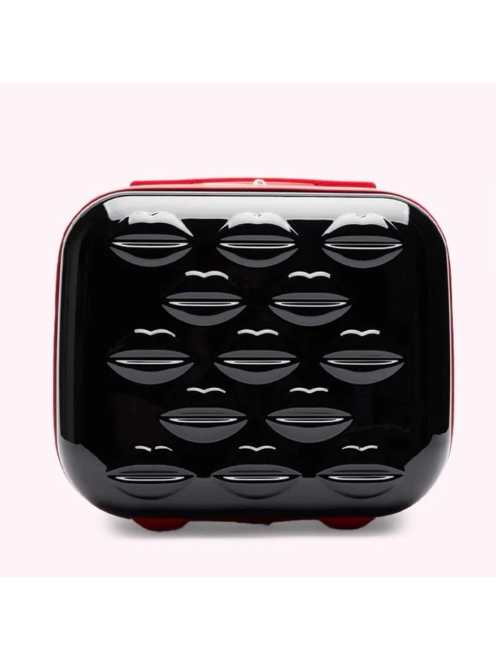 Lulu Guinness Black Hardshell Moulded Lips Vanity Case EUC